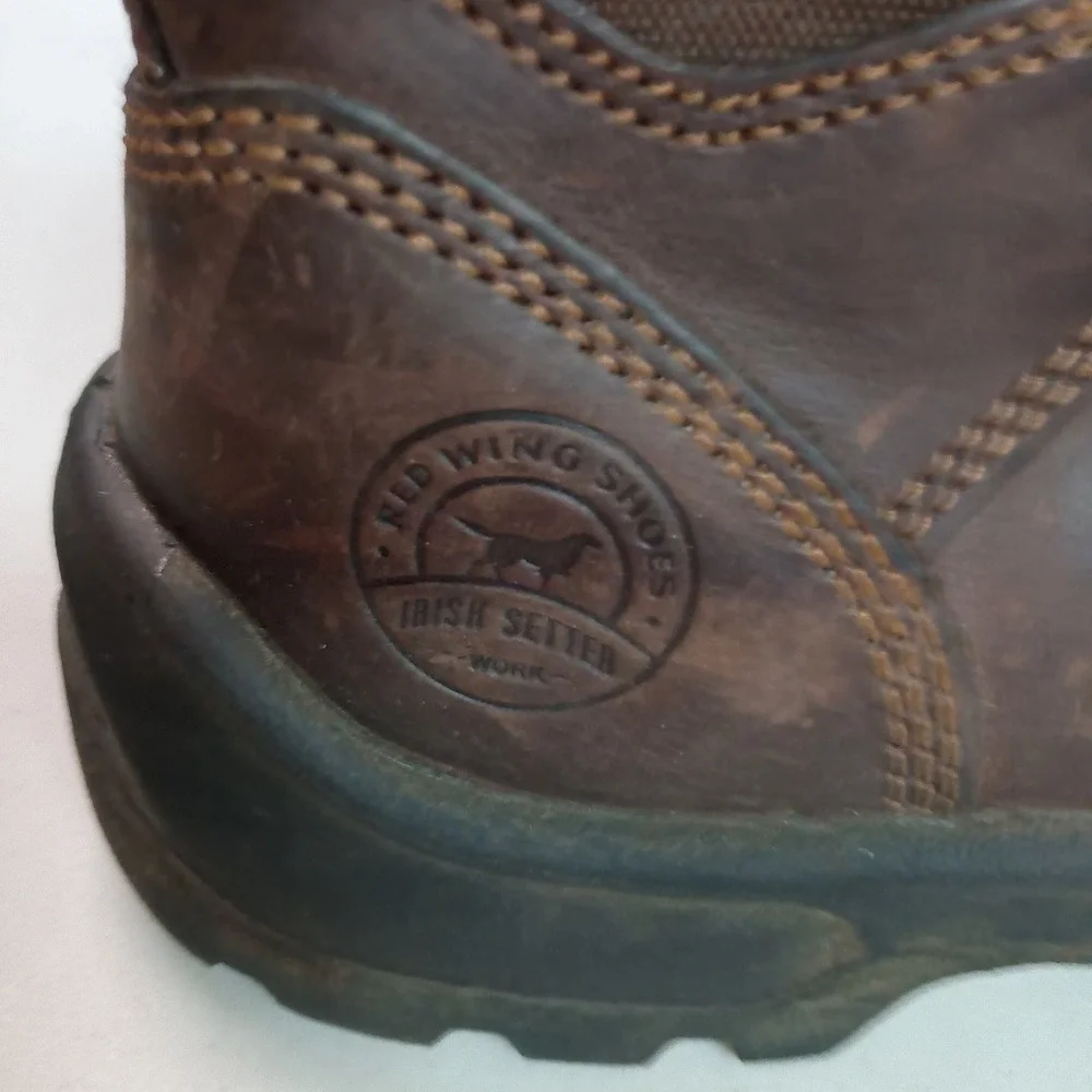 Red Wing Shoes Irish Setter Mens Work Boots Brown Leather Lace Up‎ Size 7.5 EH